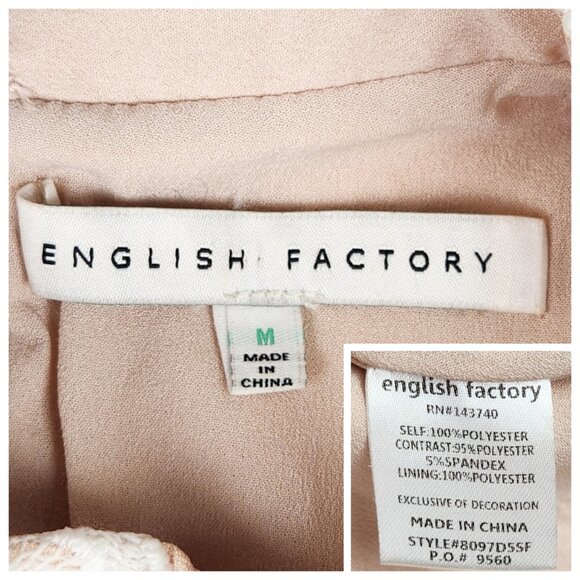 English Factory Floral Lace Mini Dress Size M Cream Nude - Picture 2 of 11